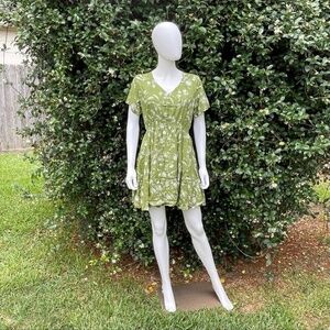 NWT Salty Crush Jasse Exclusive V Neck Cinch Elastic Waist Flowing Mini …